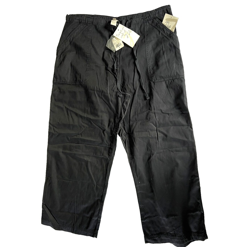 J Jill Pants Womens 16‎ Black Crop Utility Pull On Drawstring NWT